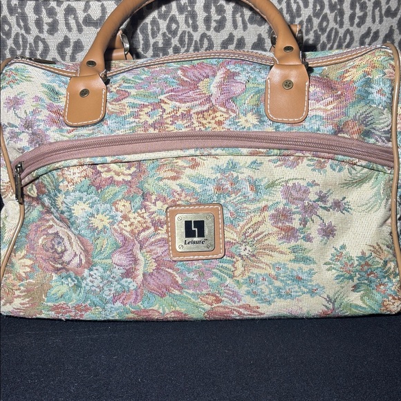 Floral Tapestry oversize Handbag top handle travel doctor style speedy shape - Picture 6 of 16